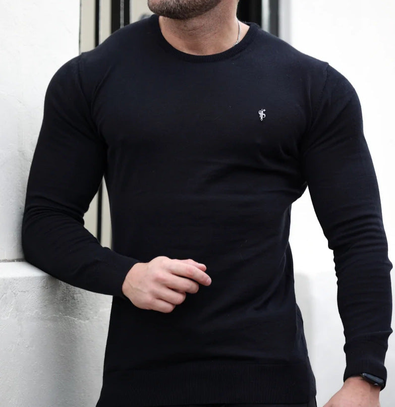 Knitted Men's Solid Wool Bottoming Shirt