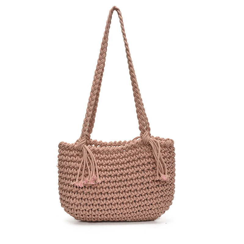 Woven Large Capacity Casual Special-interest Design Personalized Beach Shoulder Bucket Bag