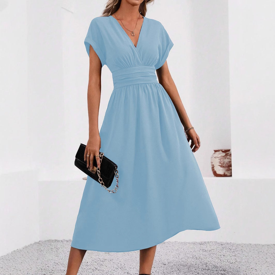Elegant Solid-color Long Womens Dress