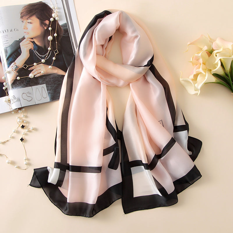 Fashionable Women's Simple Printed Thin Silk Scarf
