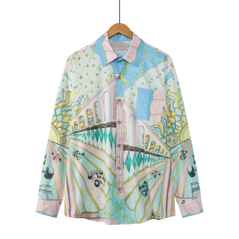 Retro Mediterranean European And American Tide Long-sleeved Shirt