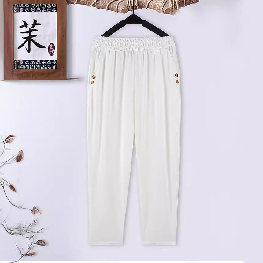 Women's Jacquard Straight-leg Pants High Waist Baggy Jogger Pants