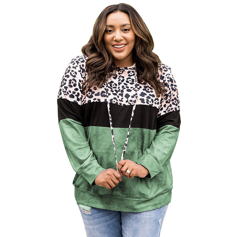 Efterår Leopardprint Kontrastfarvet Hættetrøje i Casual Stil til Kvinder