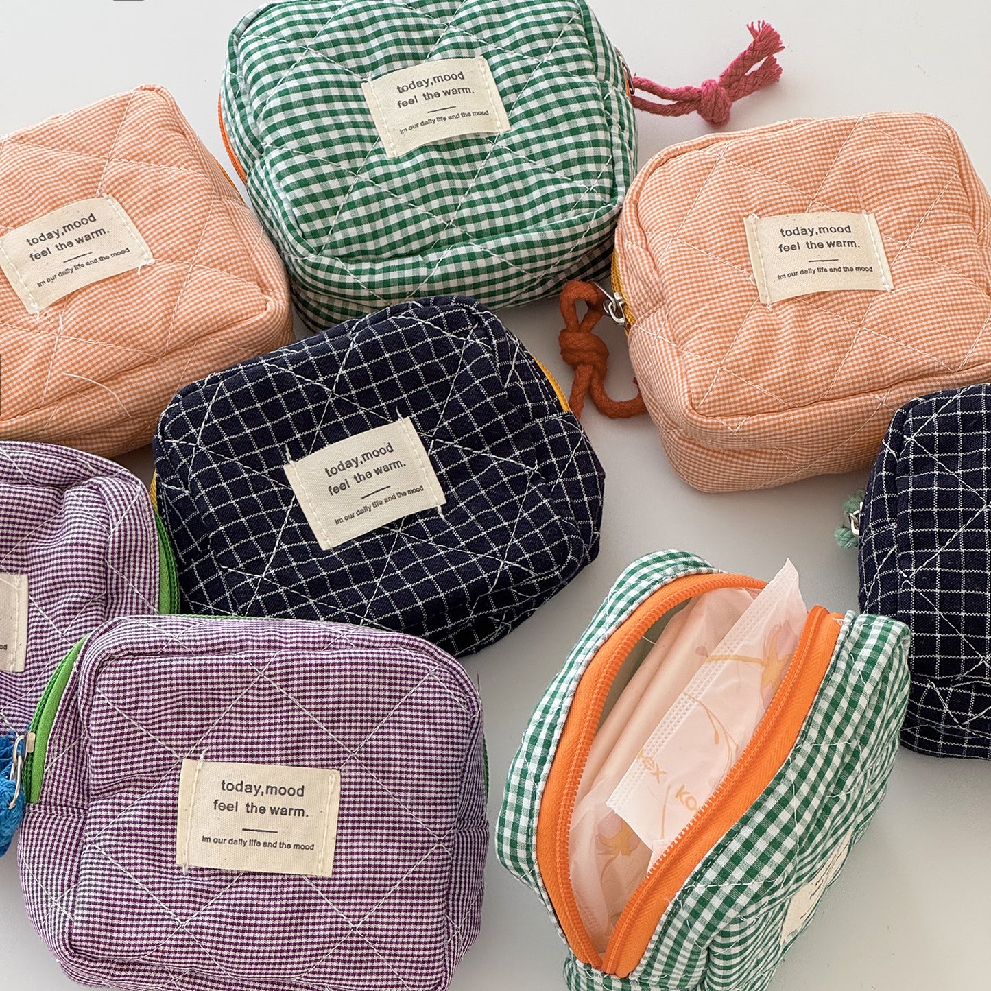 Portable Canvas Plaid Coin Purse