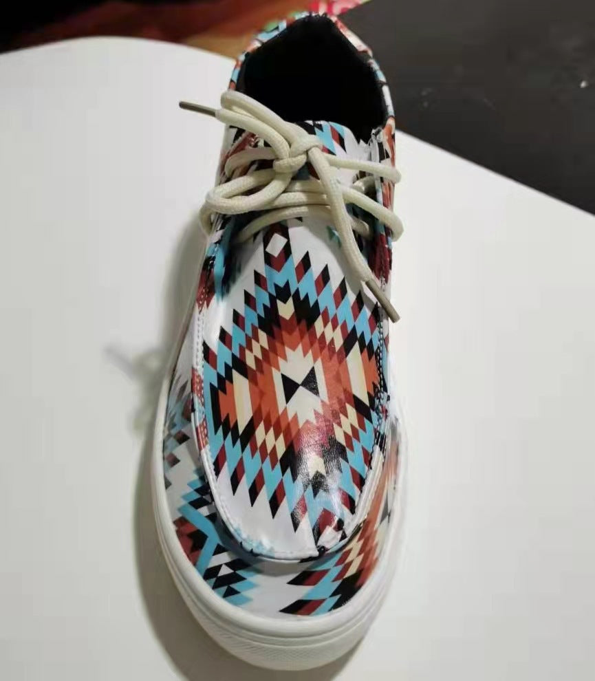 European And American Shallow Flat Bottom Low Top Lace-up Shoes