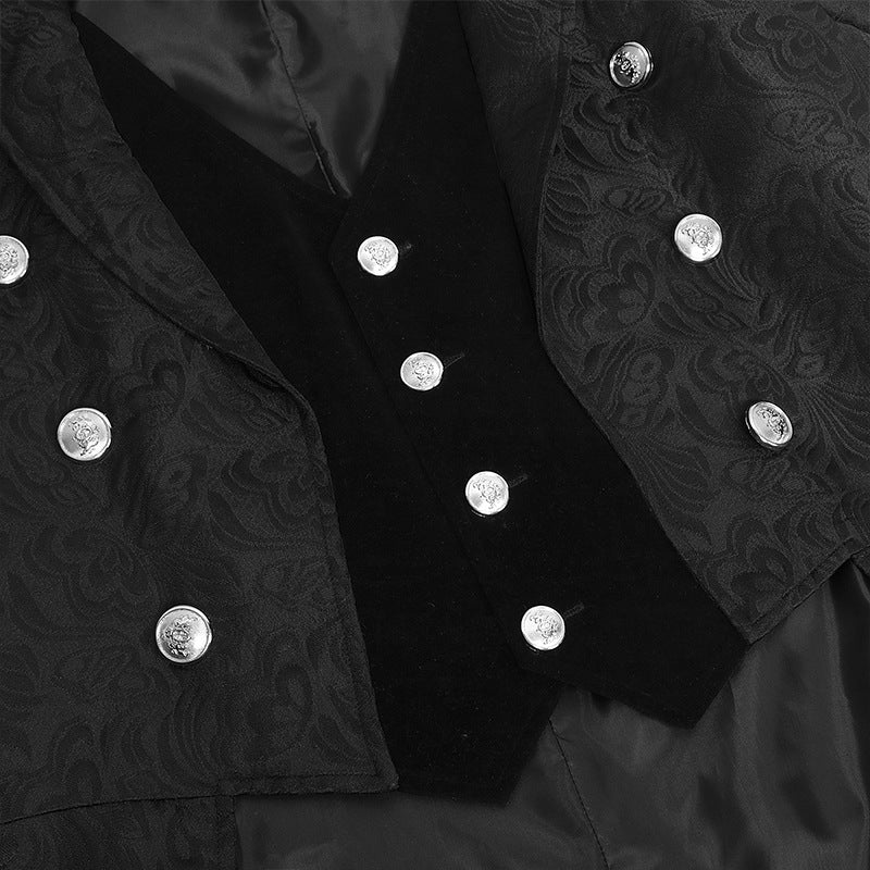 Men's Retro Gothic Style Swallowtail Mid-length Jacquard Blazer