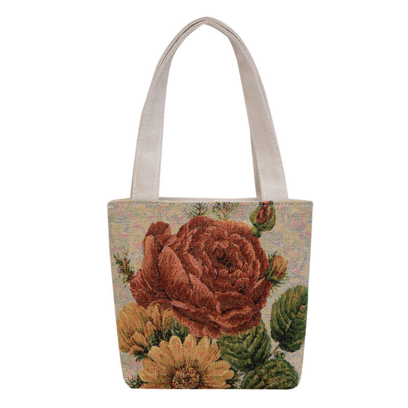 Gold Silk Double-sided Embroidered Small Square Bag Ethnic Style Leisure