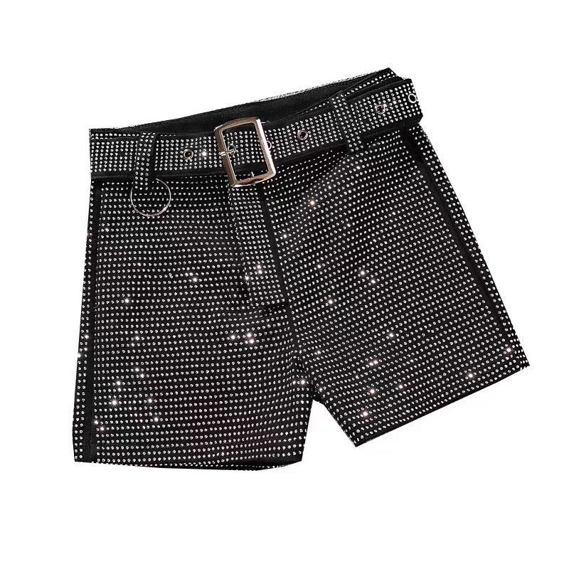 Full Diamond Stretch Jeans Women's Fashion Slim Fit Denim Shorts