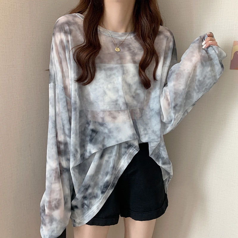 Women's Long-sleeve Transparent Loose Top
