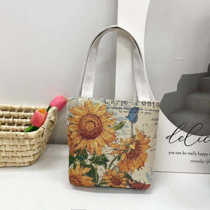 Gold Silk Double-sided Embroidered Small Square Bag Ethnic Style Leisure