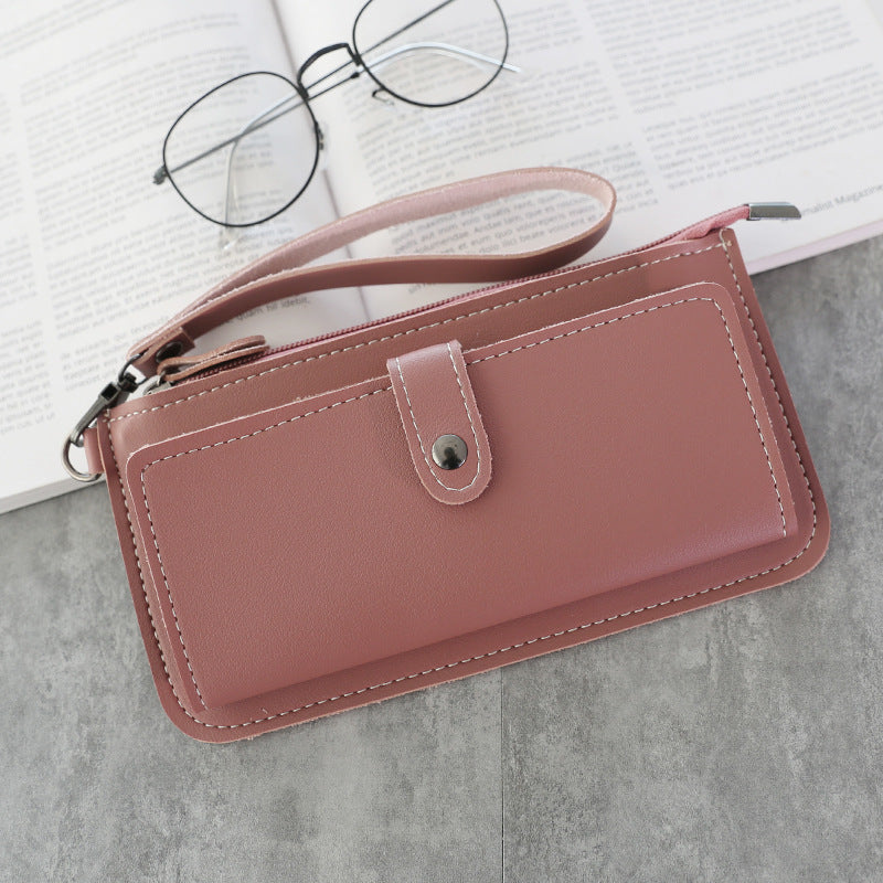 The new spring and summer women's long simple multifunctional hand clasp zipper zipper multi Card Wallet students