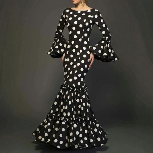 Womens Retro French Polka-Dot Dress
