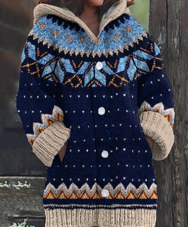 Retro Coat Lazy Hooded Knitted