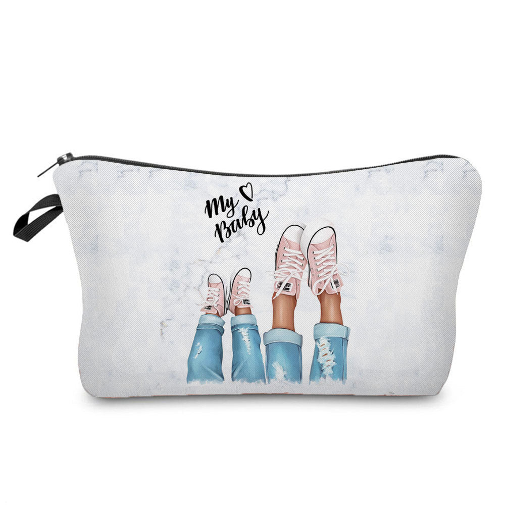 Mother And Daughter Printed Cosmetic Bag Storage And Portable