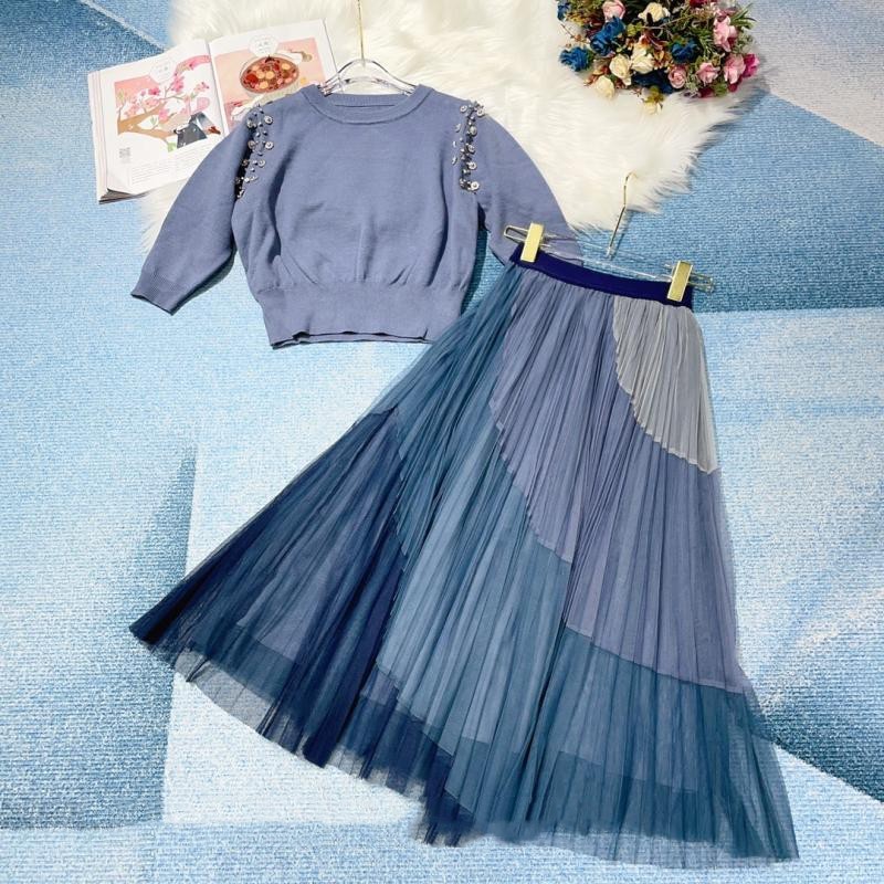 Top Panel Mesh Skirt Set
