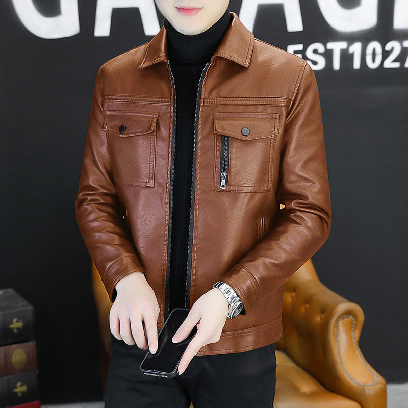 Middle-Aged Men's AutumnWinter PU Leather Jacket