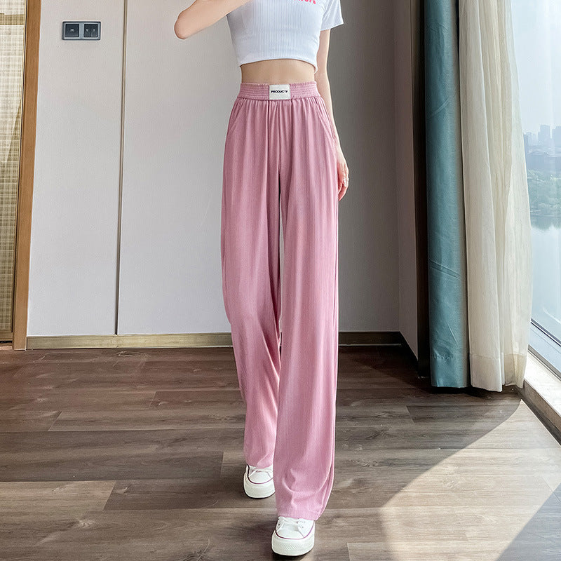 Ice Silk Wide-leg Pants Women's Summer Thin High Waist Drooping Sun Protection
