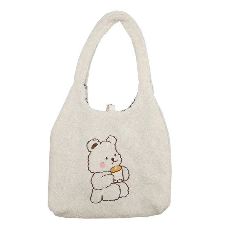 Cute Little Bear Embroidered Crossbody Sail Bag Girl