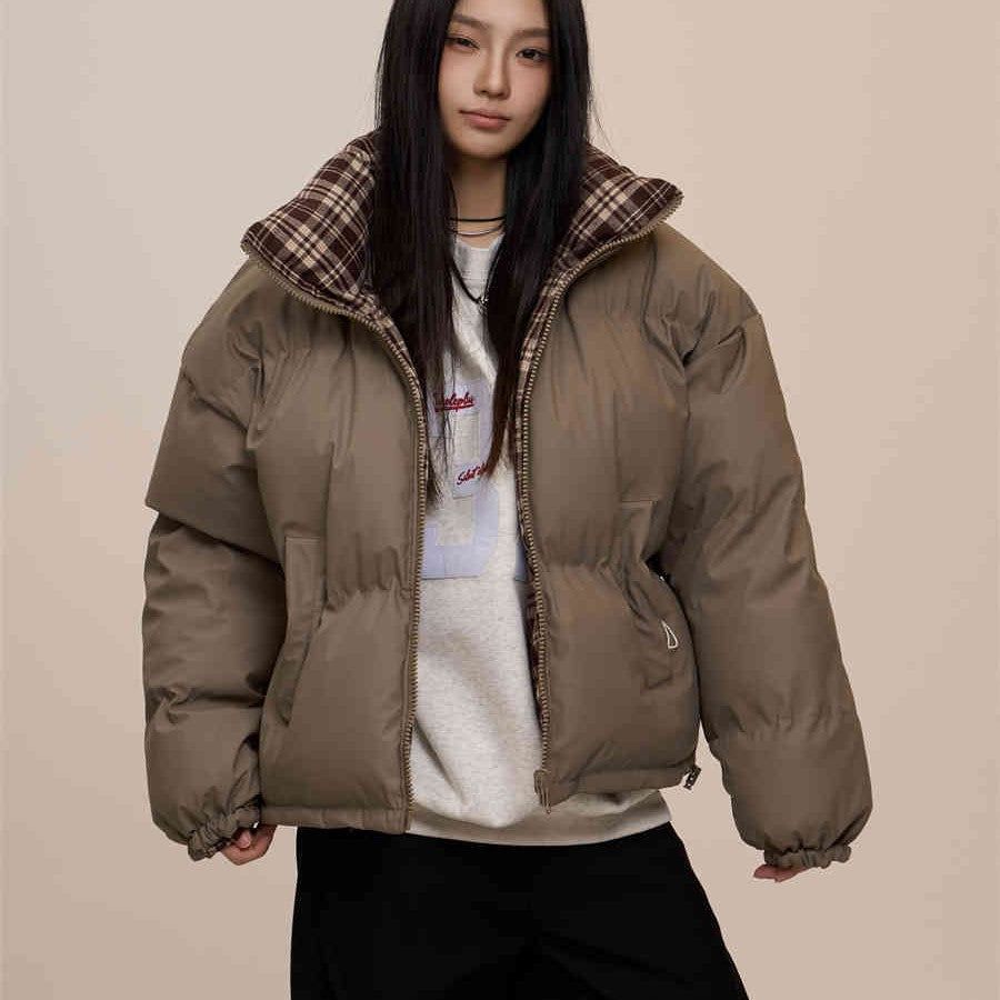 American Retro Double-sided Plaid Cotton-padded Jacket