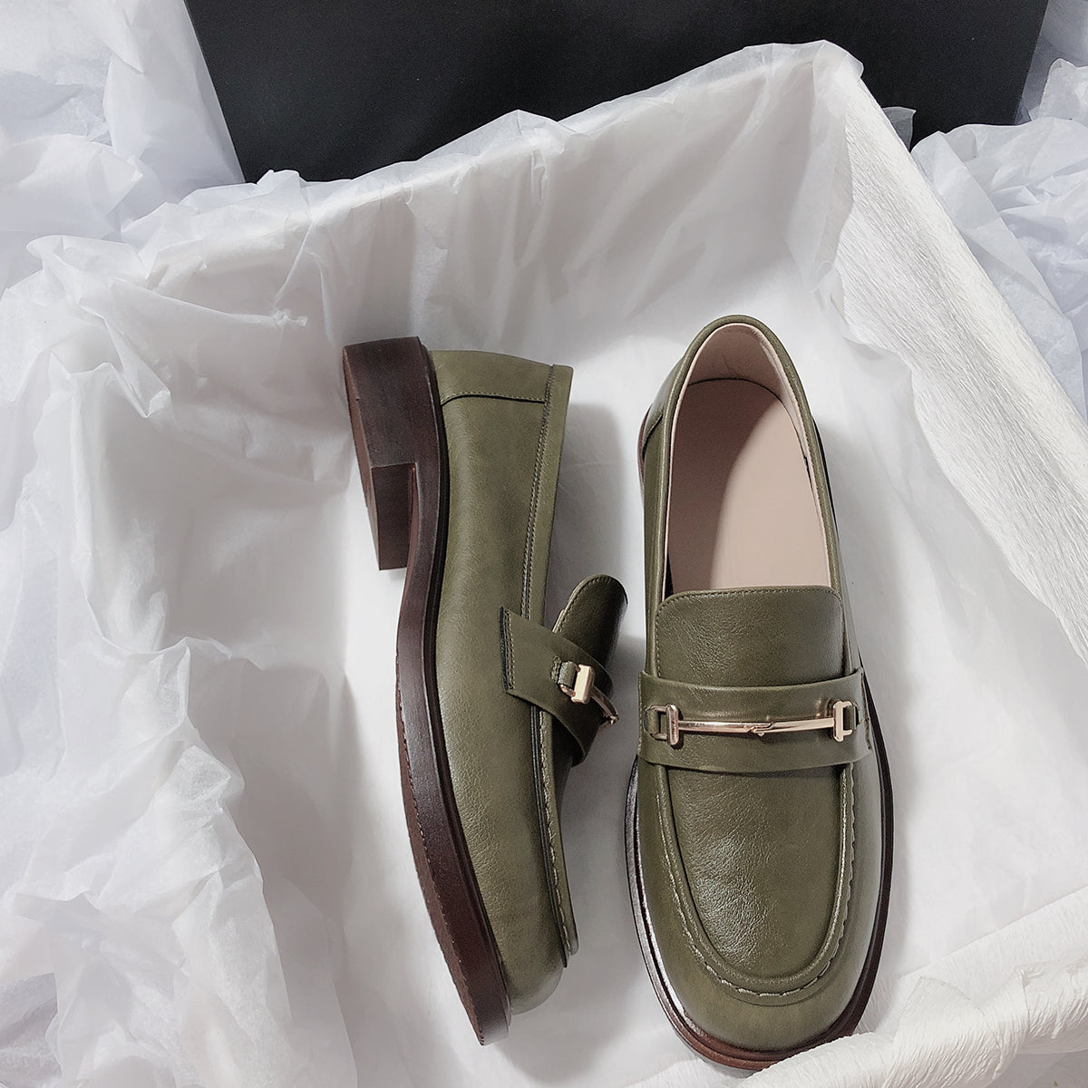 Super Comfortable And Easy To Wear Leather Flat Bottom Retro