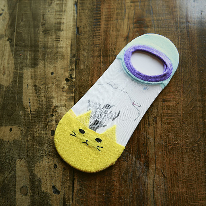 Creative Cute Cat Glass Silk Invisible Socks
