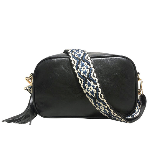 Fashion Tassel Bag Ethnic Jacquard Cotton Wide Shoulder Strap
