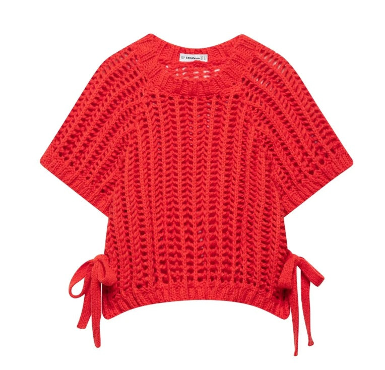 Women's Side Thick Needle Sweater With Trim