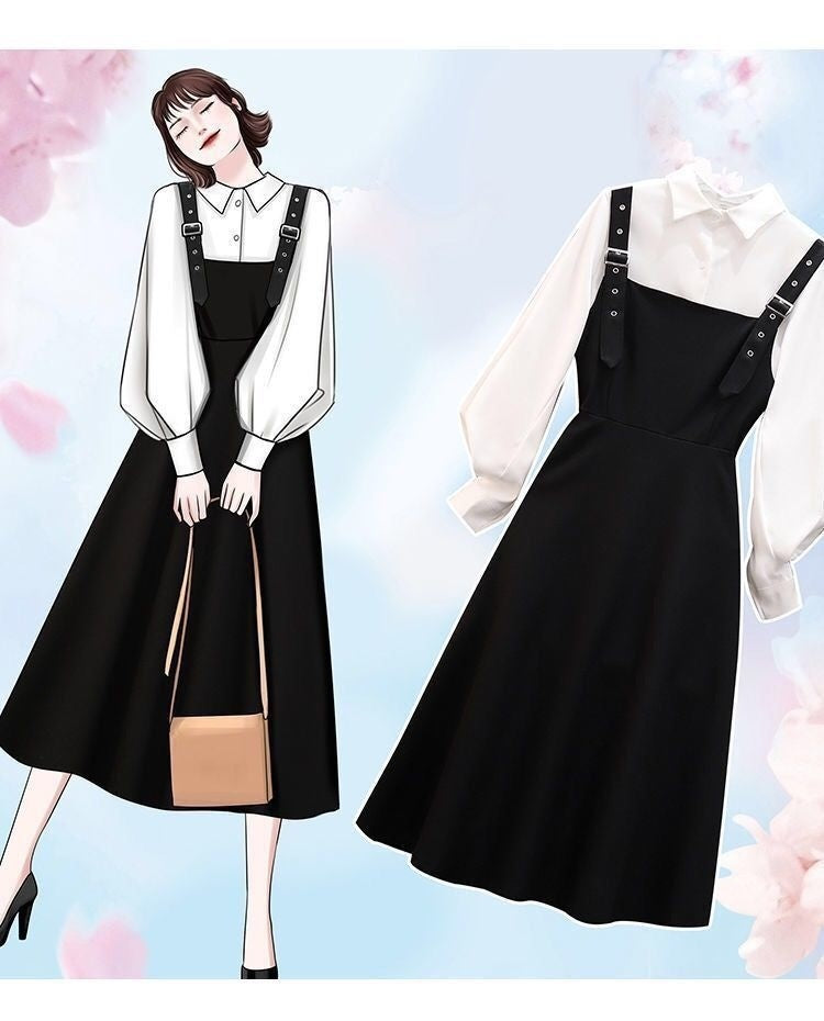 Slim-fit Slimming Dress Fashion Shirt Two-piece Set