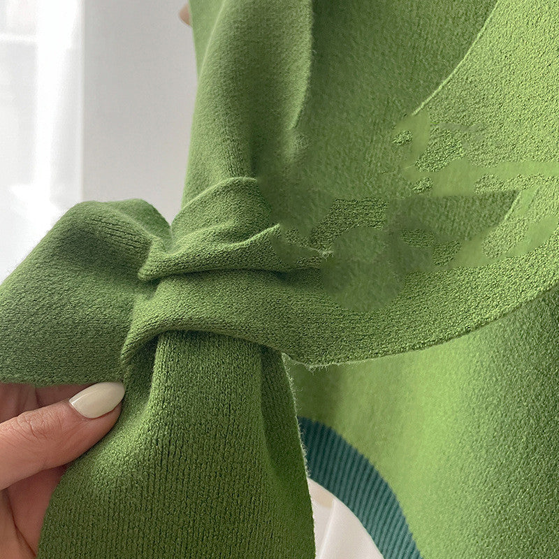 Shirt With Small Shawl Shirt Green Scarf Woolen Shoulder