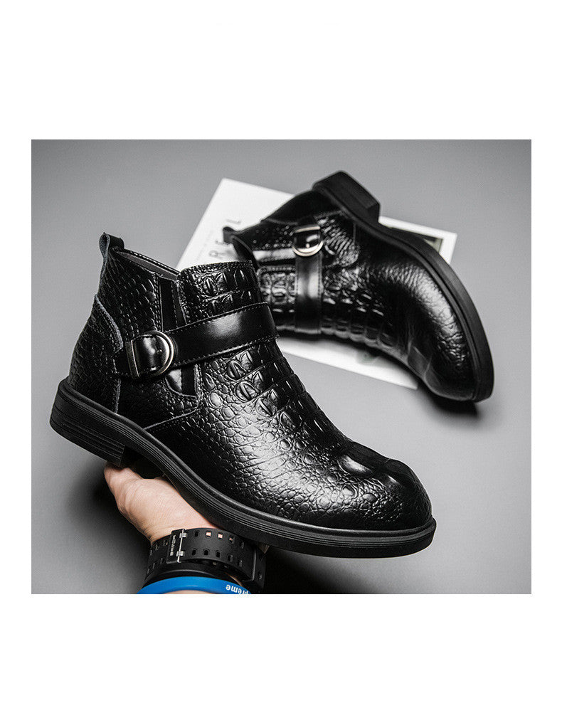 mønstrede høje business casual lædersko