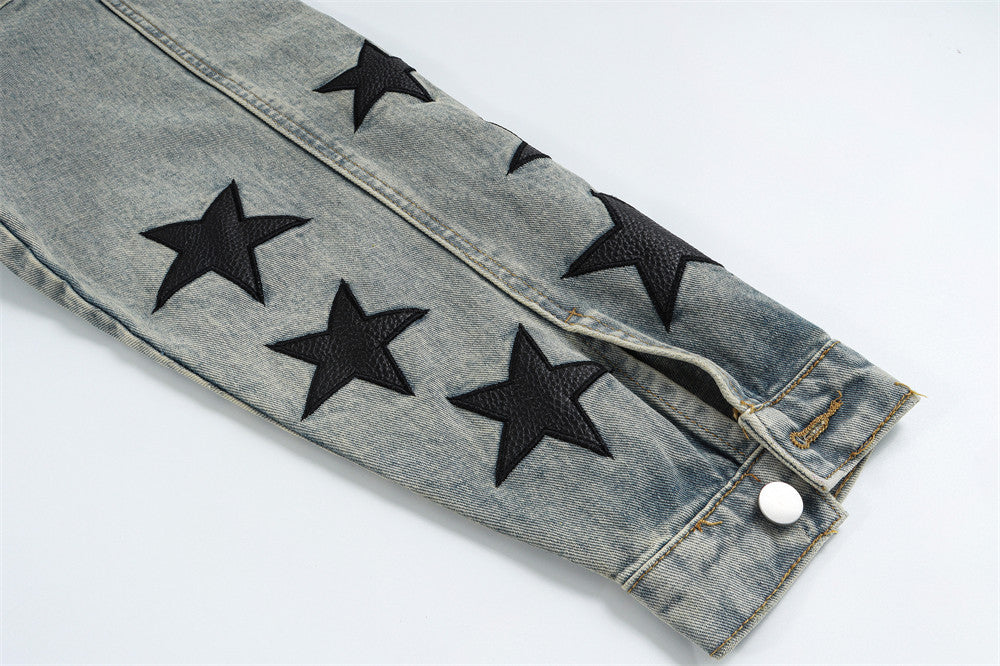 XINGX Veneer Embroidery Stitching Denim Clothes Jacket