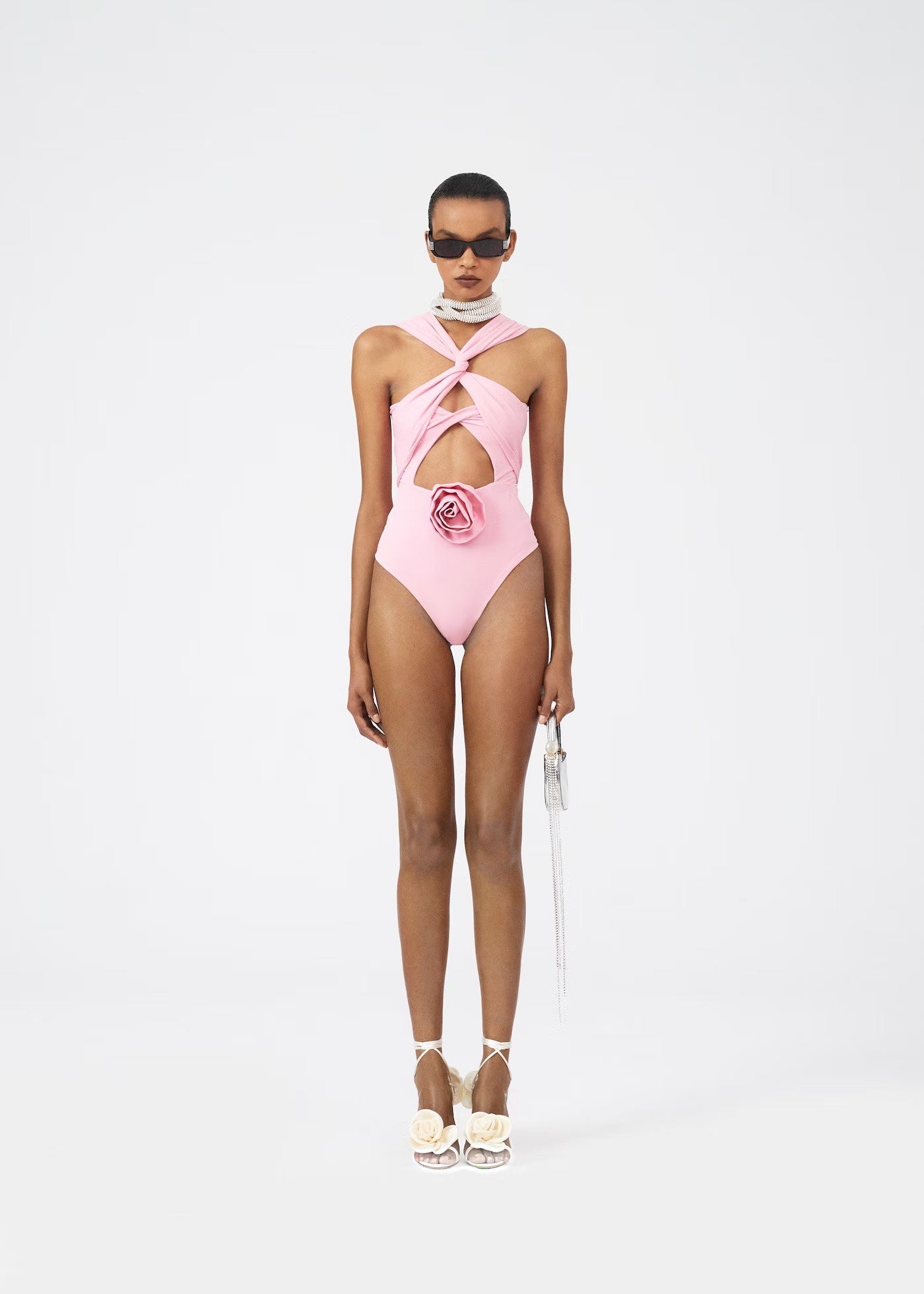 Three-dimensional Rose Flower Cross Hollow Ladies Jumpsuit