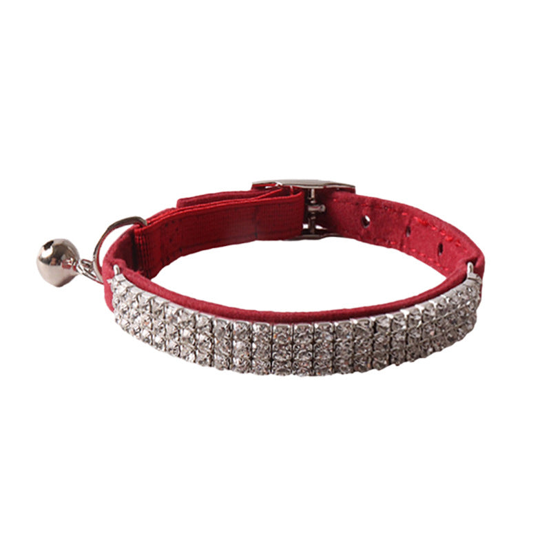 Pet Color Flannel Elastic Buckle Gang Drill Cat Collar