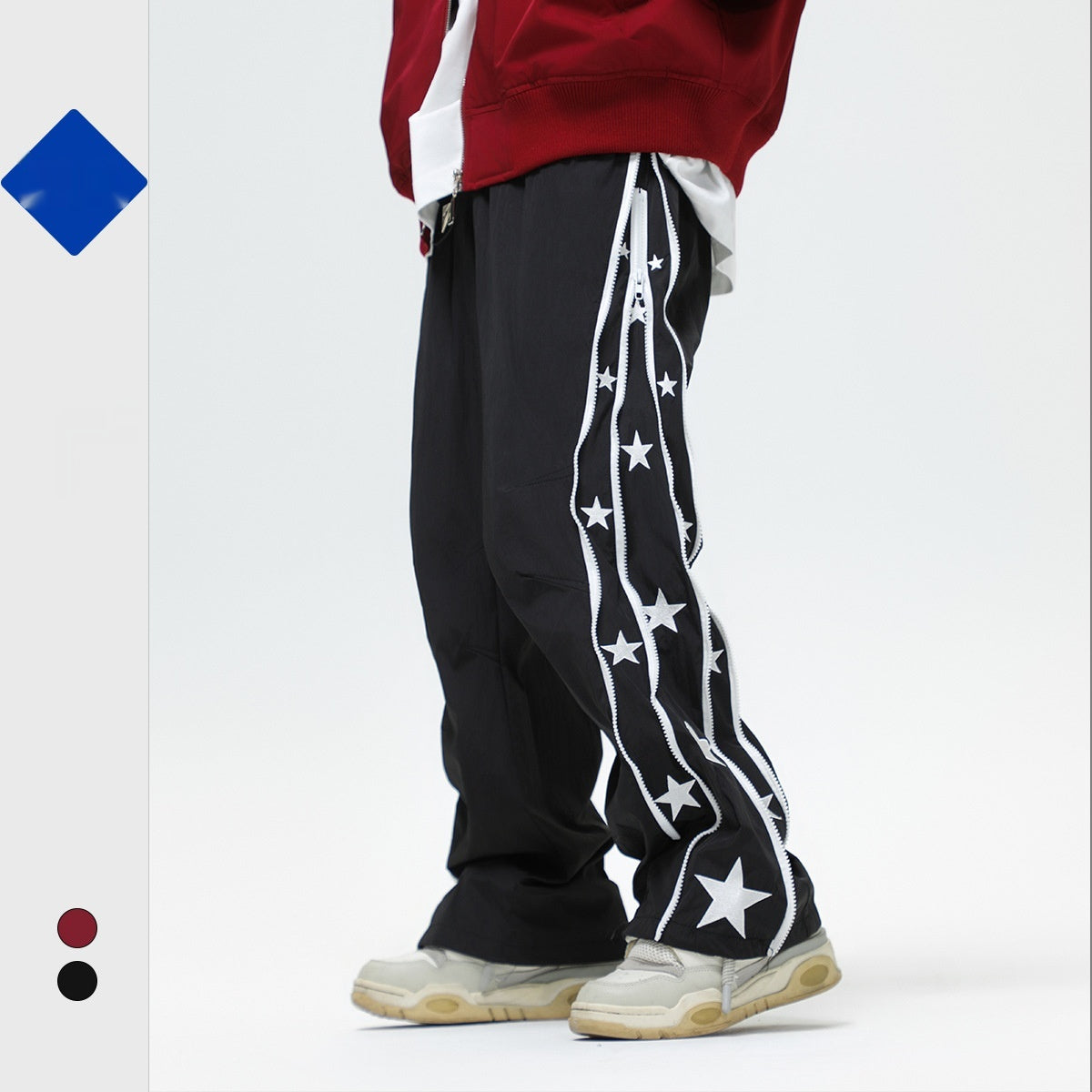 Side Star Design Straight College Style Sports Pants