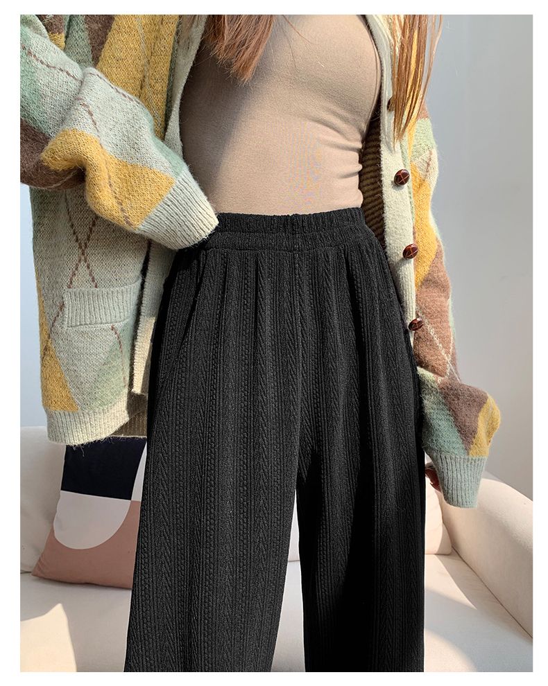 High Waist Drape Black Straight Loose Casual Pants Trousers