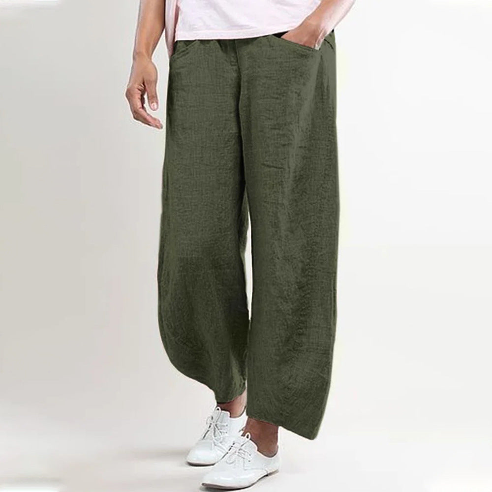 Women's Fashion Solid Color Loose Casual Wide Leg Pants Trousers