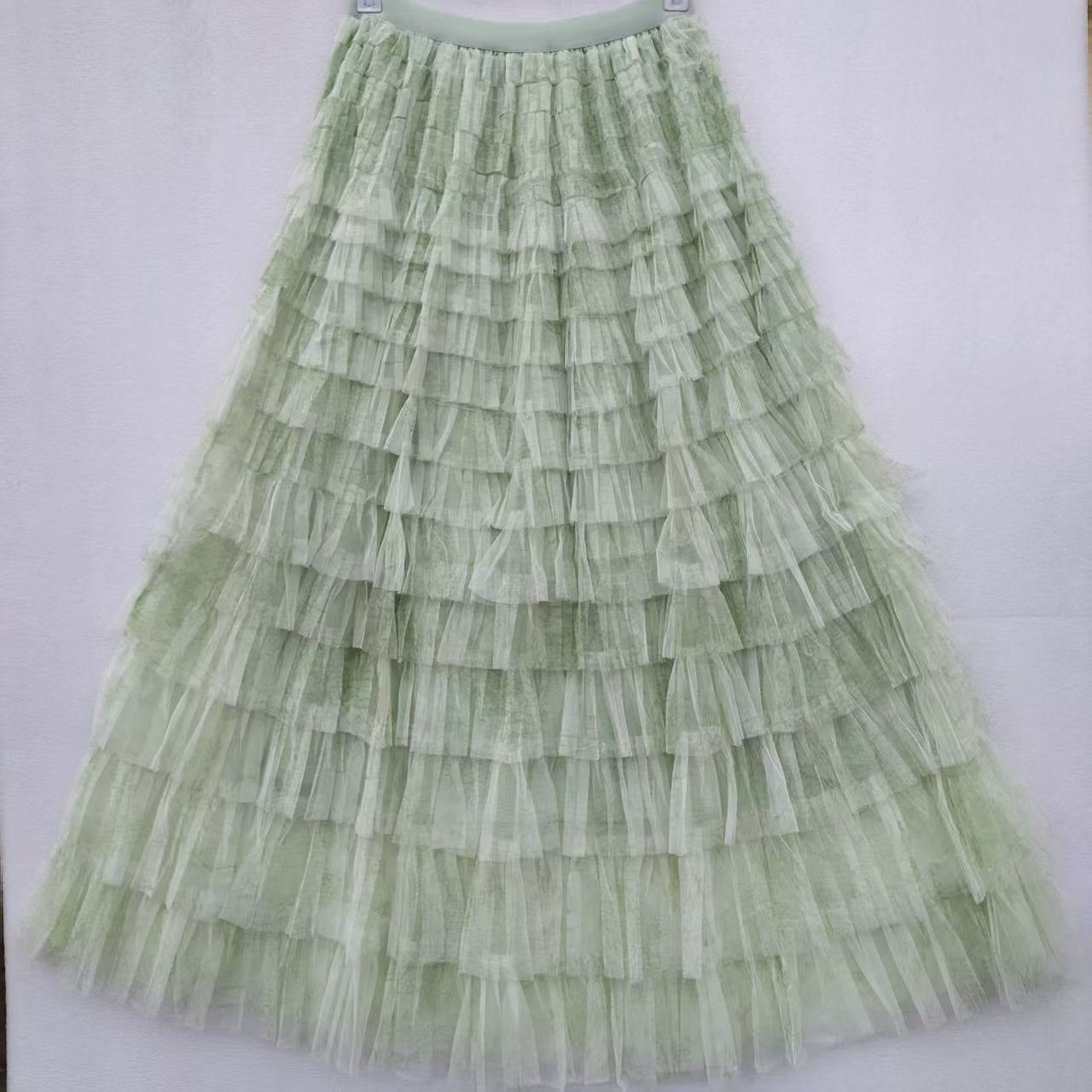 Plus-size Women's Mid-length Tie-dye Ink Print Mesh Skirt