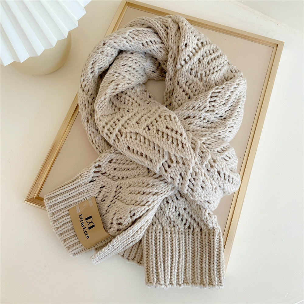 Women's All-match Earth Color Knitted Woolen Scarf