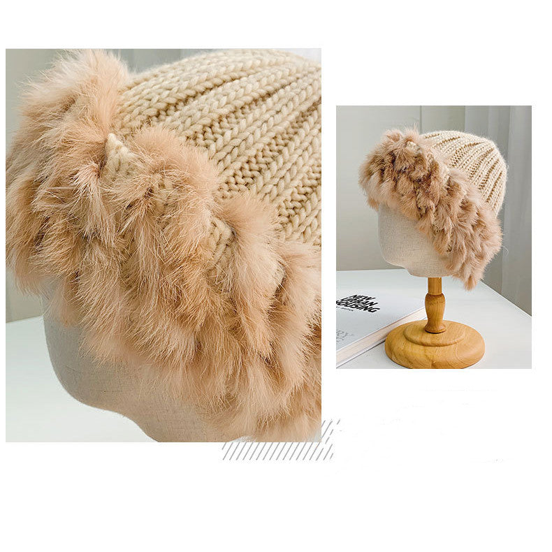 Women's Wool Fur Splicing Fisherman's Hat