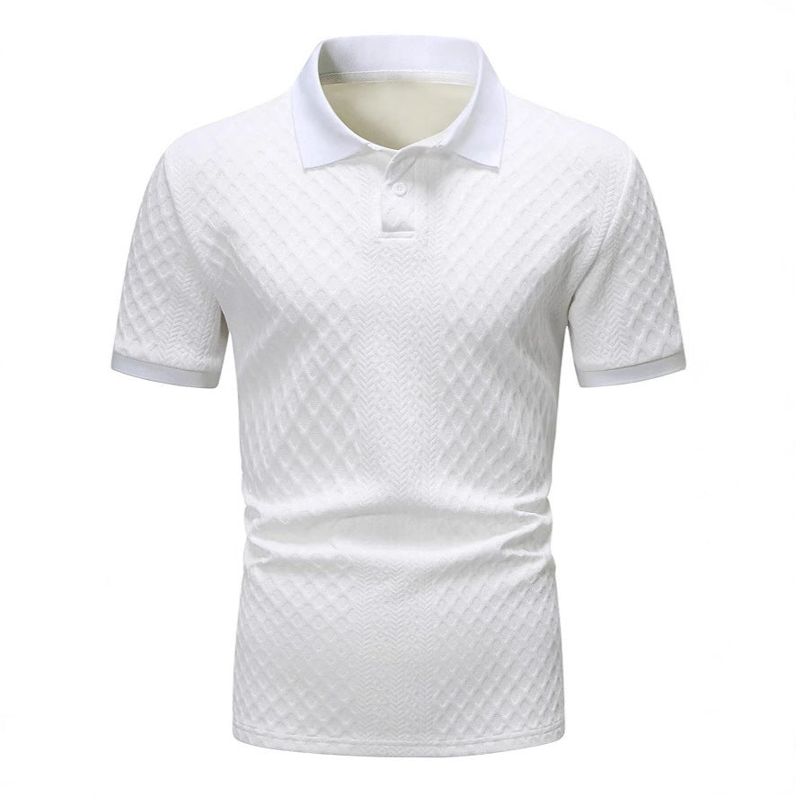 Jacquard Fabric Button Placket Polo Shirt