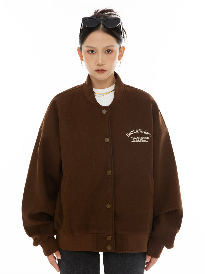 Vintage Themed Embroidered Cropped Jacket Oversized