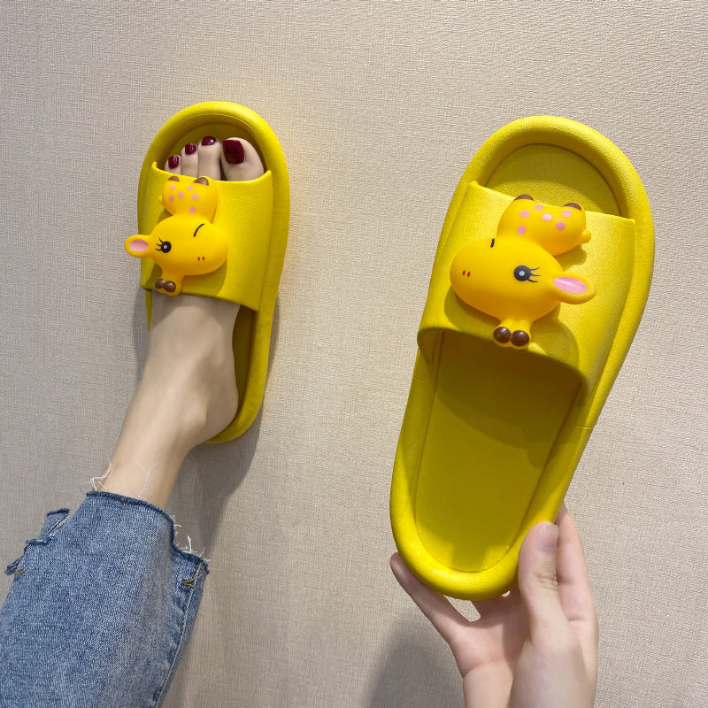 Soft Bottom Bathroom Cartoon Couple Wearing Sandals And Slippers Outside