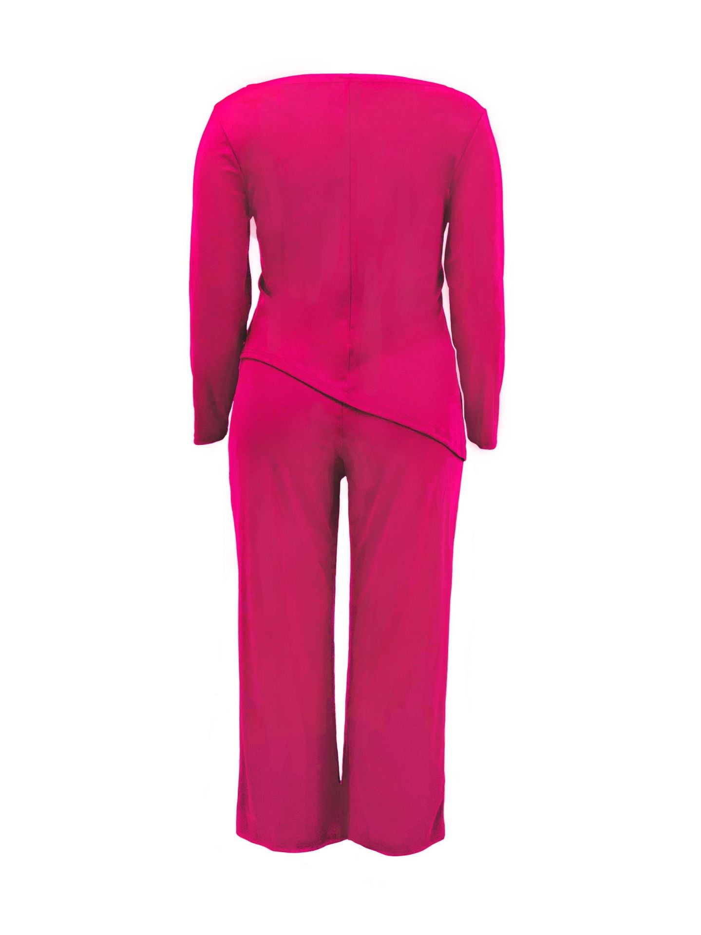 New Casual Plus-size Comfortable Solid Color Asymmetric Two-piece Set