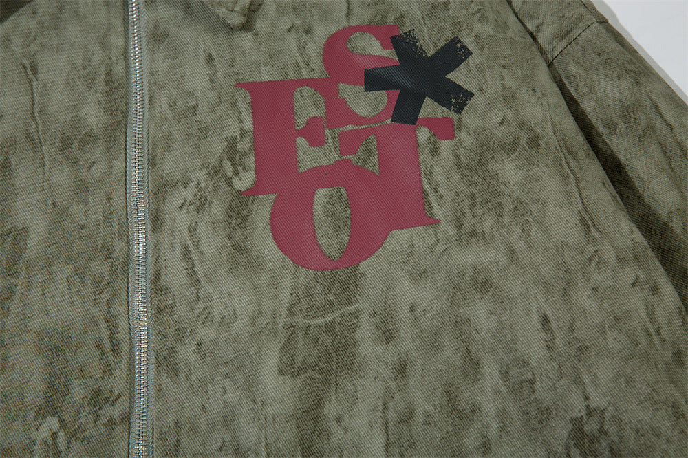 Dark Depressed Printed Loose Jacket