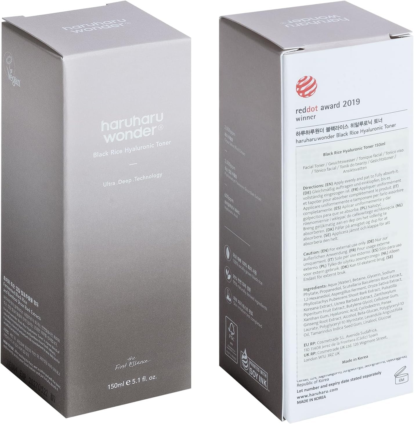 Haruharu Wonder Black Rice Hyaluronic Toner, Arroz Negro, Ácido Hialurónico, Fragrancia Lavanda, Para Todas Las Pieles, Skincare Coreano, Mejora Textura De La Piel, Libre Crueltad Animal, 150Ml