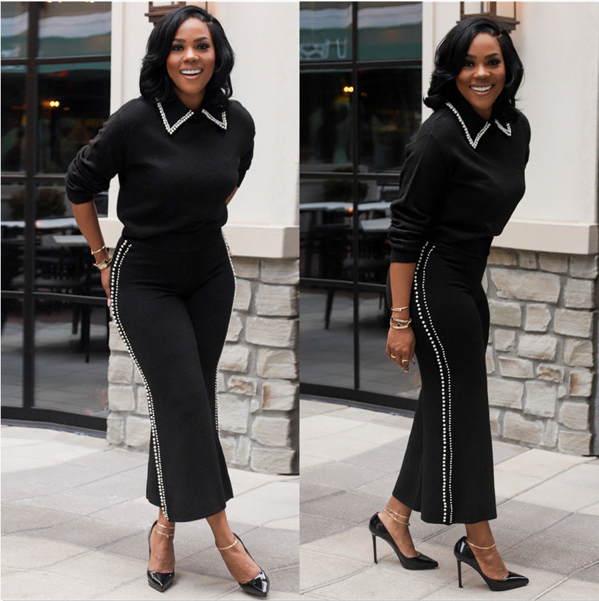 Casual Pearl Double Row Lapel Two-piece Suit