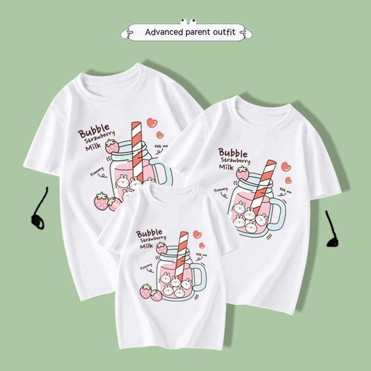 Cute Strawberry Girl T-shirt Short Sleeve