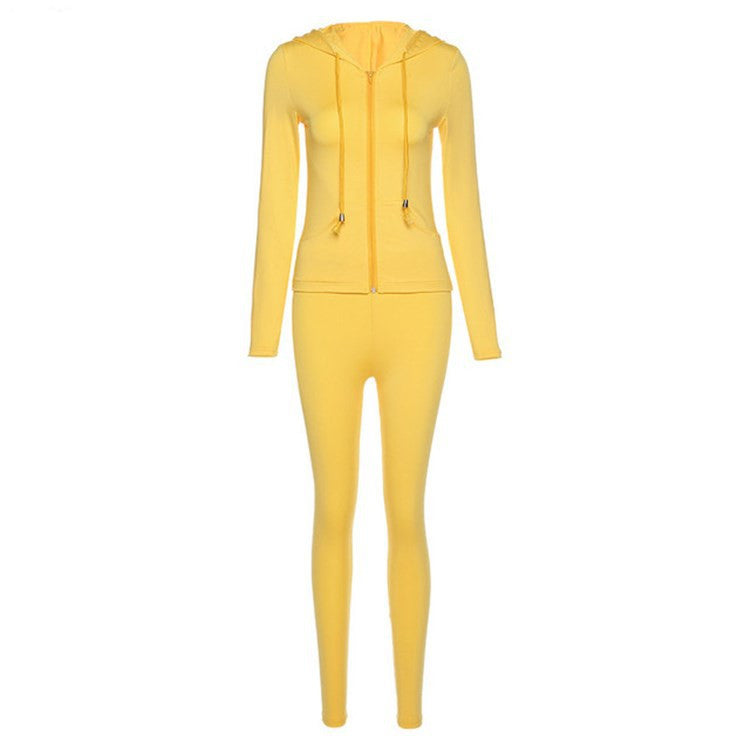 New Women's Clothing Autumn Cardigan Hooded Slim Fit Sports And Leisure Suit