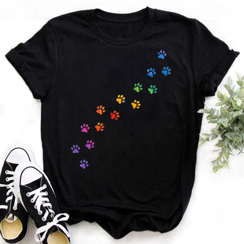 Cat Paw Paw Casual Pattern Casual Short Sleeves New