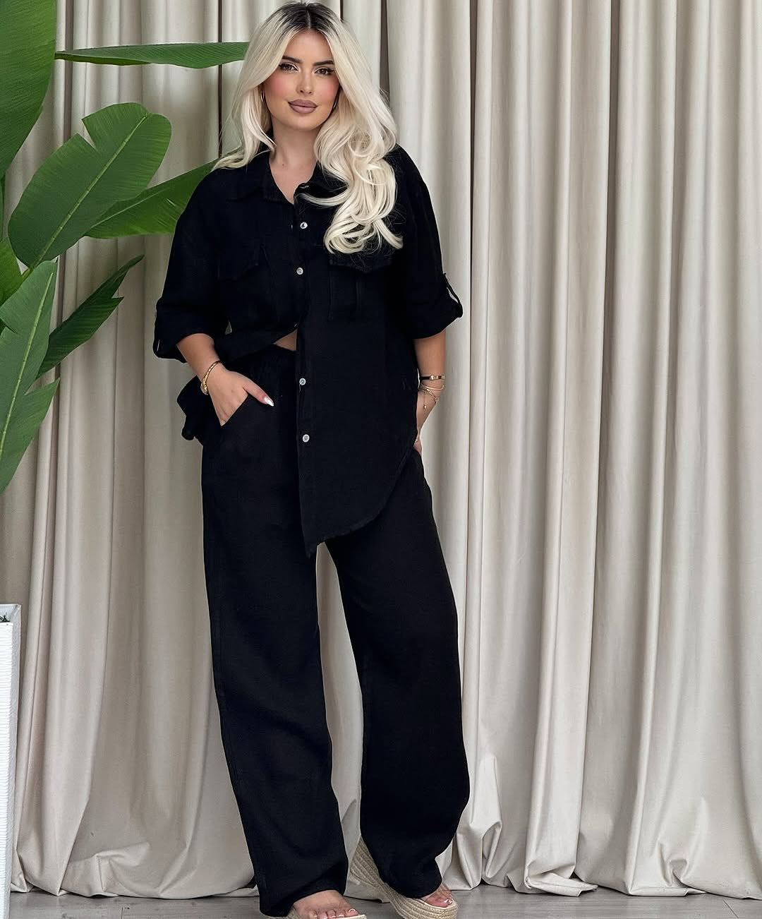 Long Sleeve Shirt Loose Two Piece Pants